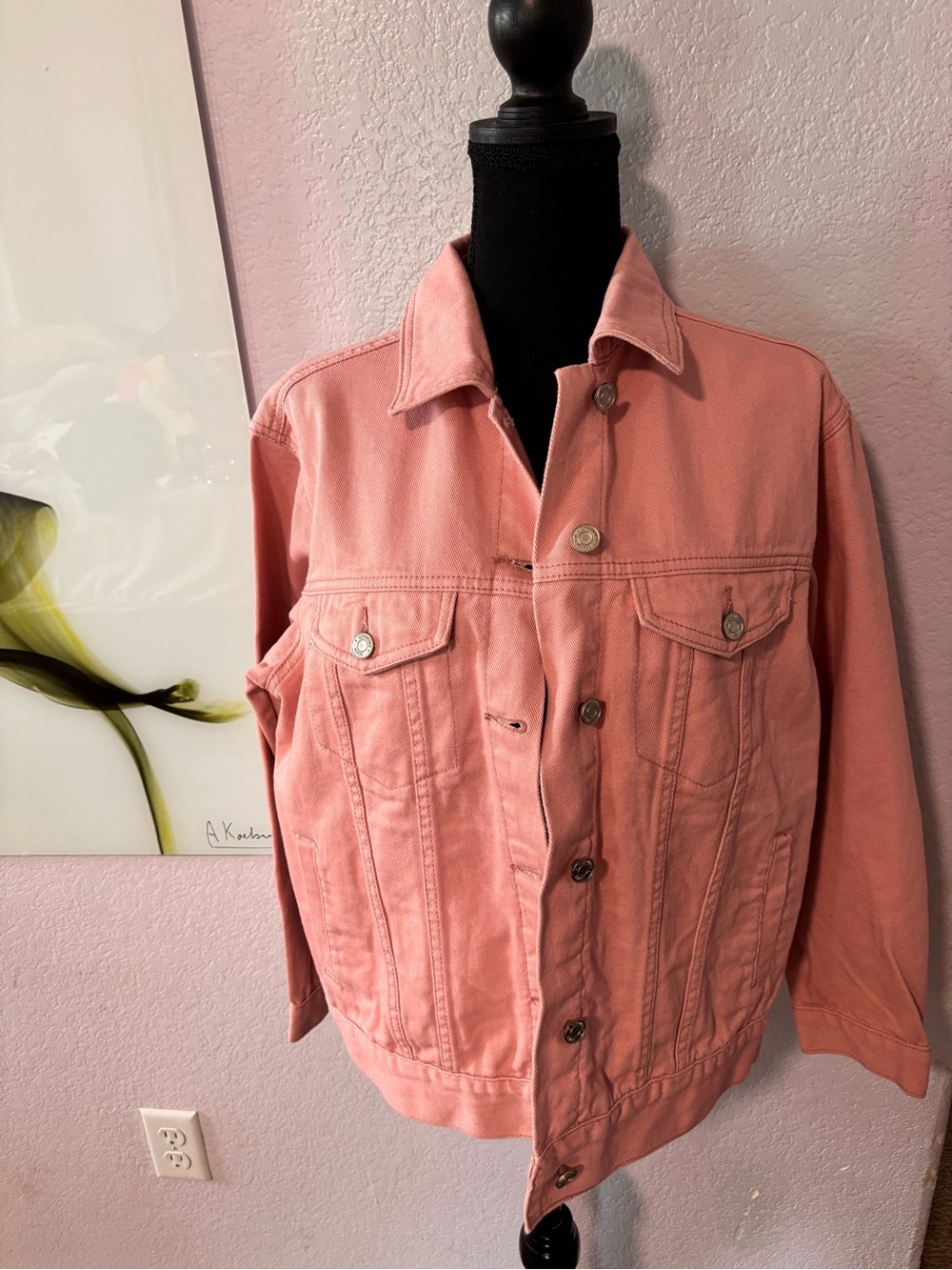 New Missguided pink denim jean jacket size 4